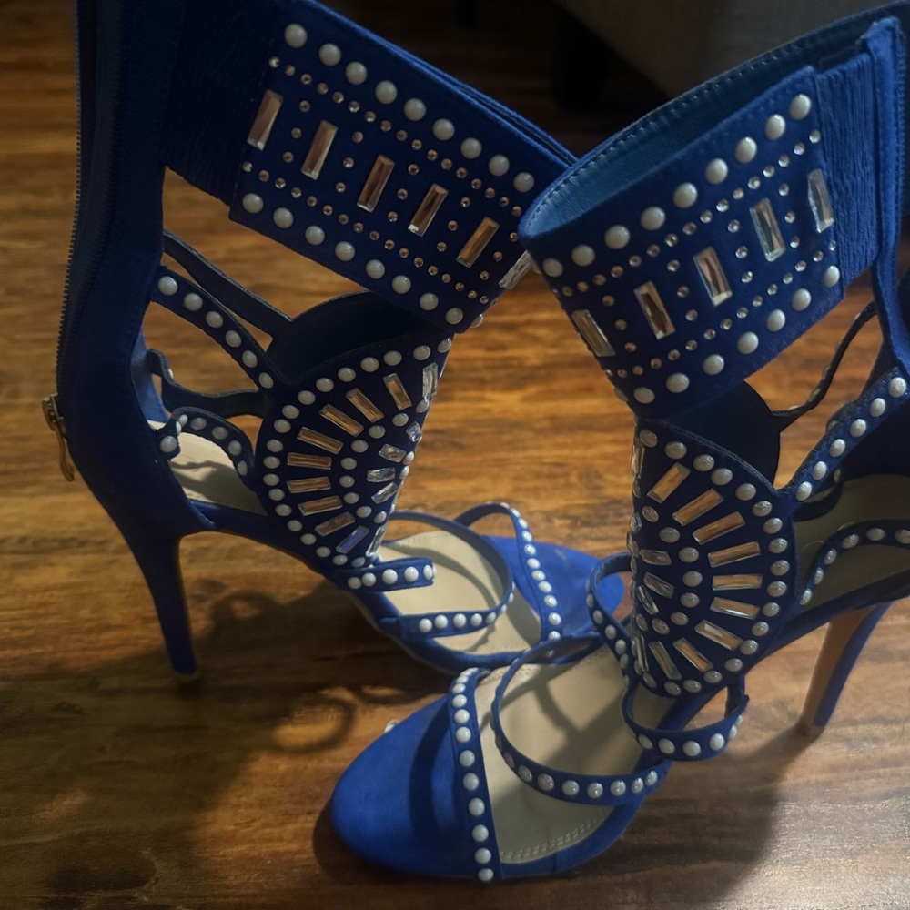 Blue Studded High Heels